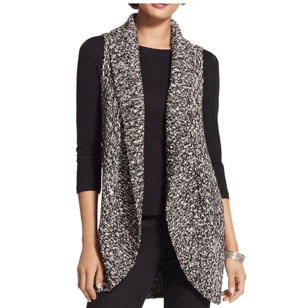 Chicos Tris Tweed Sweater Vest Size 2